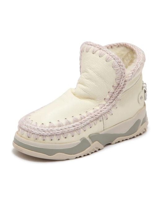 Mou Natural Eskimo Trainer Strass Stiefel