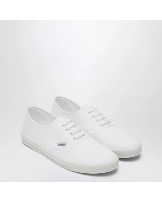 Prada Schoenen ,Wit ,Katoen Drill Fabric Sneakers in het White voor heren