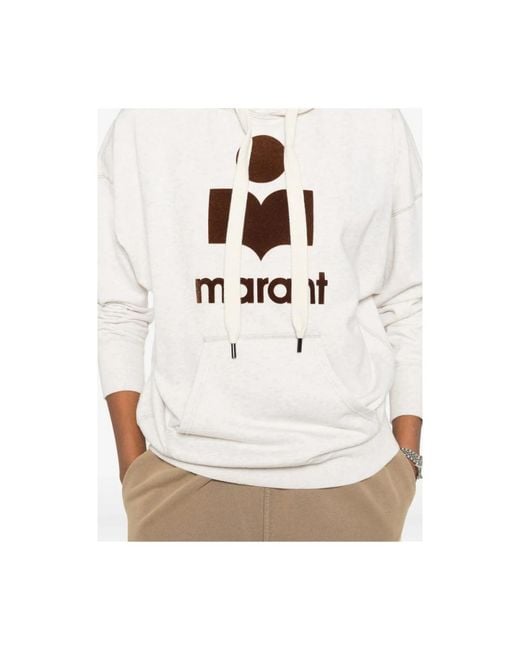 Isabel Marant White Drawstring Hoodie With Graphic Logo