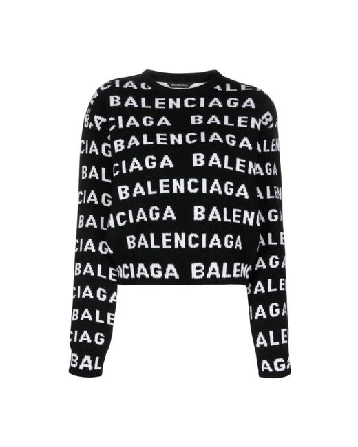 Balenciaga Black Pullover mit Intarsien-Logo
