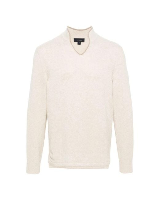 Sease White V-Neck Knitwear for men