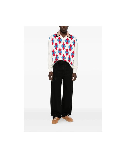 Dries Van Noten Argyle Sweater in het Red voor heren