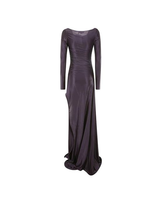 Victoria Beckham Purple Kleid mit rüschen