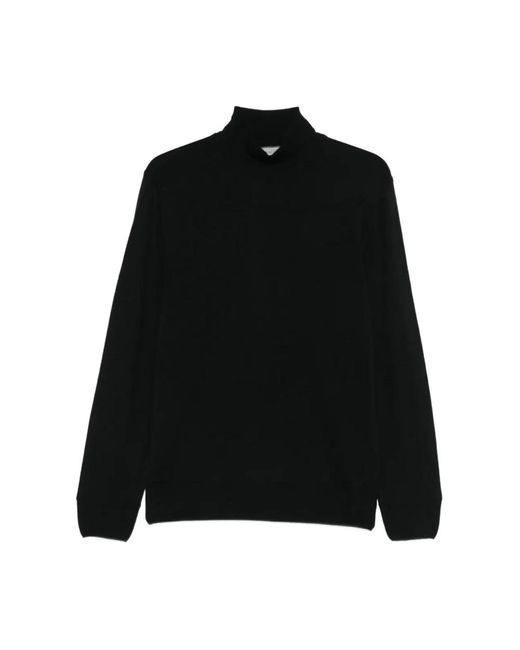 Canali Schwarzer Wollrollkragenpullover in Black für Herren