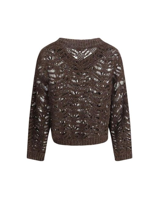 Brunello Cucinelli Black Chic Linen Sequin Sweater