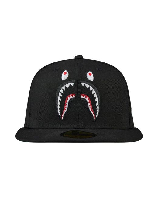 Cappellino da baseball con logo squalo di A Bathing Ape in Black da Uomo