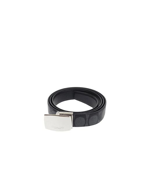 COACH Signature Mod Plaque Harness Cut To Size Reversible Belt in het Black voor heren
