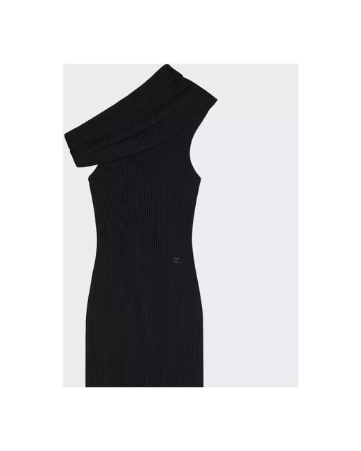 Courreges Kleedjes ,Zwart ,Zwarte Jurk Met Strepen En Asymmetrische Halslijn in het Black