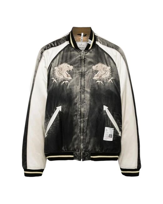Maison Mihara Yasuhiro Schwarzer Reißverschlussmantel Mit Streifendetail in Black für Herren