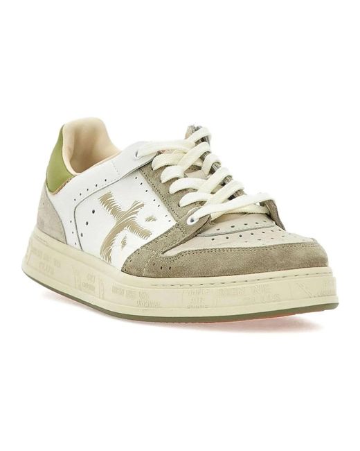 Premiata Grüne Ledersneakers in White für Herren