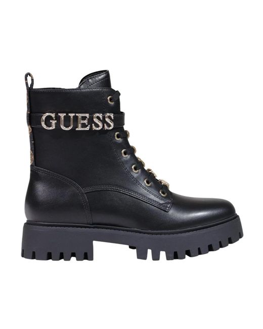 Guess Black Lace-Up Boots