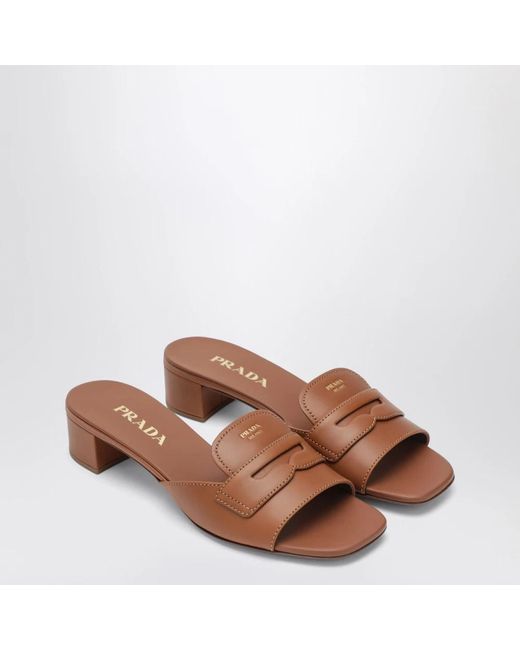 Prada Brown Heeled Mules