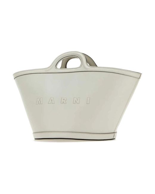 Marni Metallic Kleine tropicalia weiße lederhandtasche