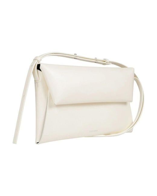 Jil Sander White Kleine leder umhängetasche mit geprägtem logo,kleine leder-crossbody-tasche mit geprägtem logo