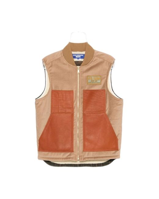 Junya Watanabe Jassen ,Leer Geïsoleerd Vest in het Brown voor heren