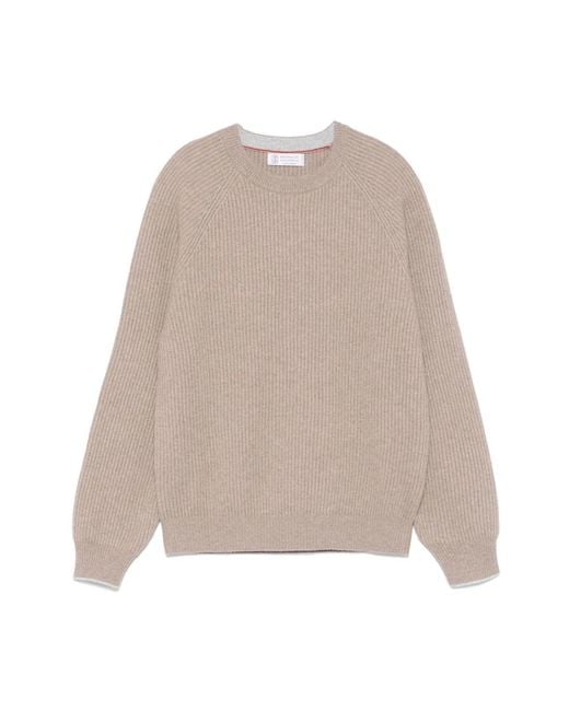 Round-Neck Knitwear Brunello Cucinelli de hombre de color Natural