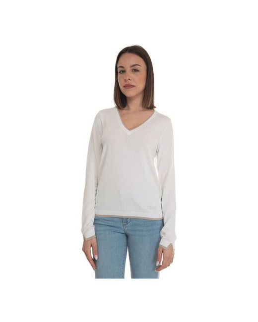 Liu Jo Gray Glitzernder v-ausschnitt pullover mit lurex