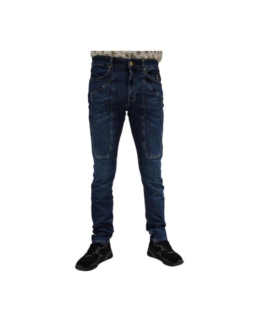 Slim fit patch jeans di Jeckerson in Blue da Uomo