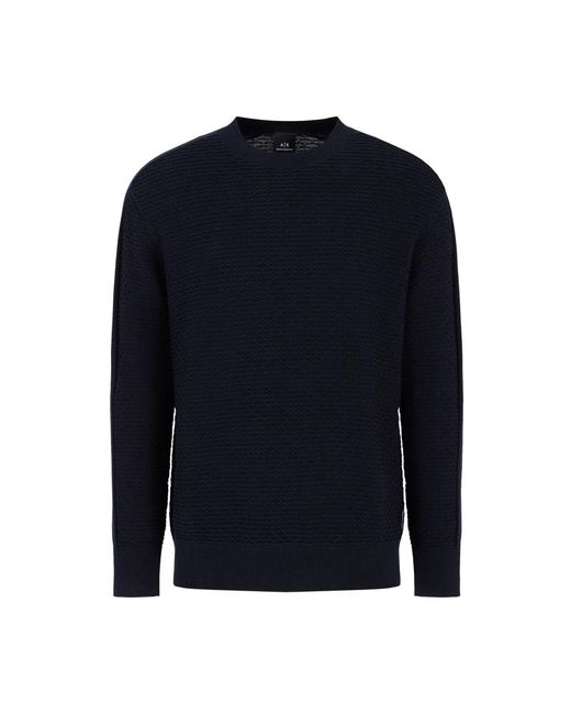 Armani Exchange Navy baumwoll pullover sweater in Blue für Herren