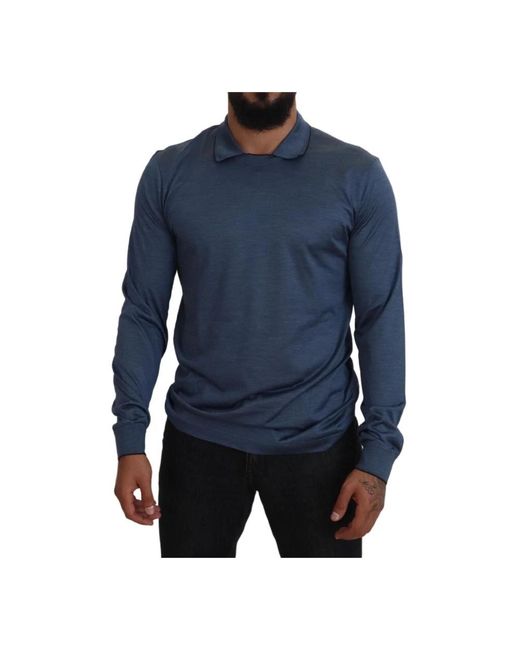 Dolce & Gabbana Blue Polo Shirts for men