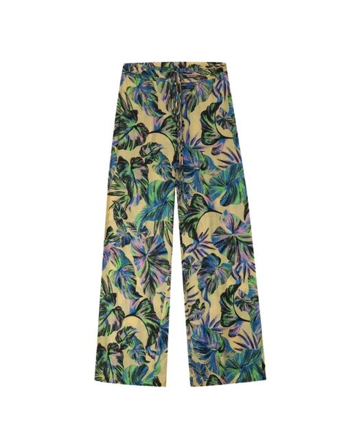 Pinko Broeken ,Veelkleurig ,Viscose Broek Met Bloemenprint in het Blue
