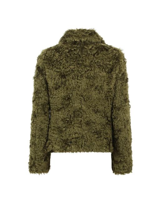 Dries Van Noten Green Faux Fur & Shearling Jackets