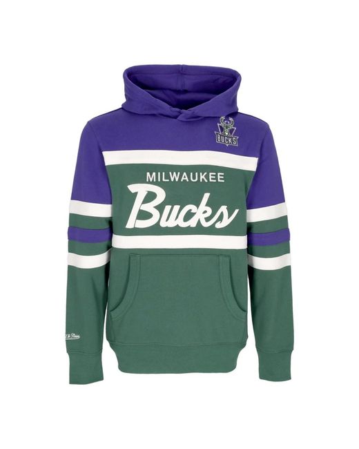 Mitchell & Ness Hoodies & Sweatvesten ,Groen ,Katoen Nba Head Coach Hoodie Original Team Colors in het Blue voor heren