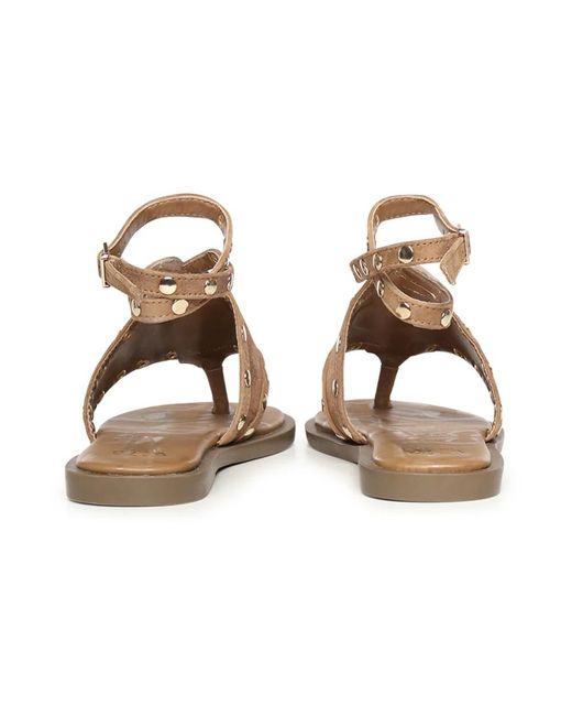 V73 Brown Flache Sandalen