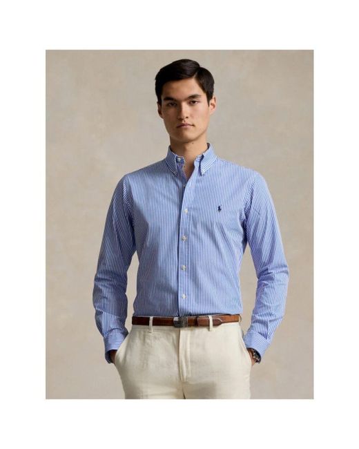 Polo Ralph Lauren Gestreiftes baumwollpopeline-hemd in Blue für Herren