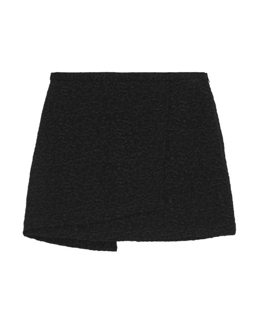 Falda mini texturizada negra Ganni de color Black