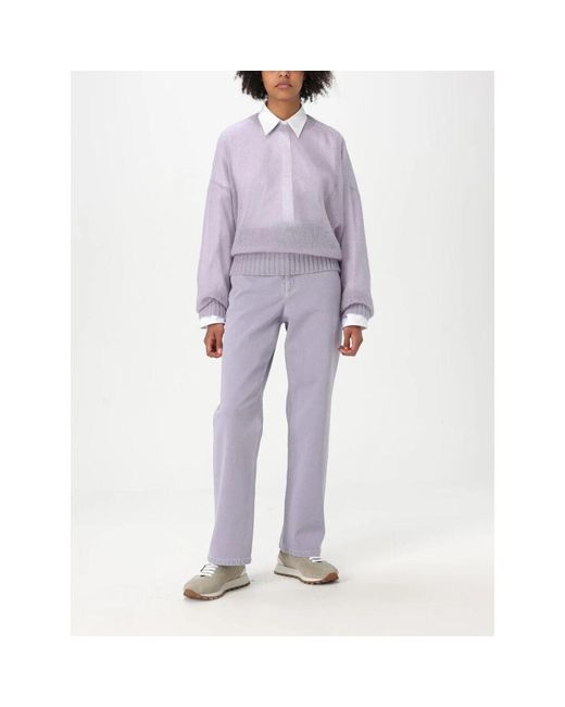 Brunello Cucinelli White Elegante Blaue Popelinebluse