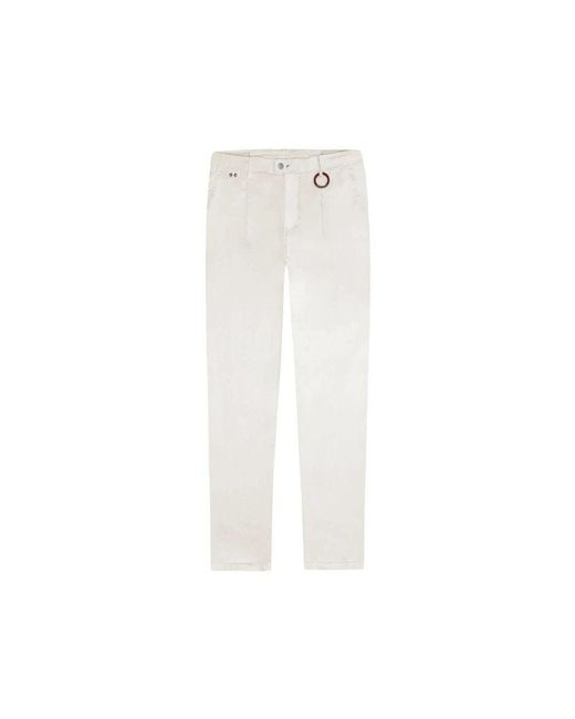Tramarossa Weiße Baumwollhose Mit Wildleder-Patch in White für Herren