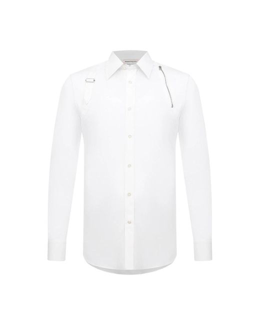 Alexander McQueen Weißes baumwoll-elastan-hemd in White für Herren
