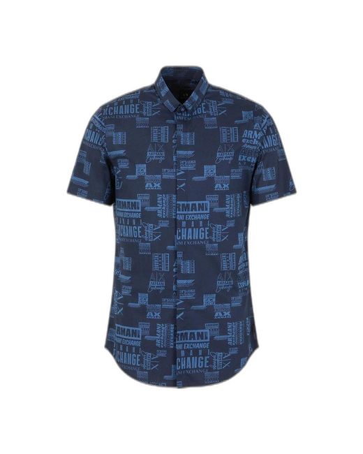 Armani Exchange Blue Short Sleeve Shirts for men