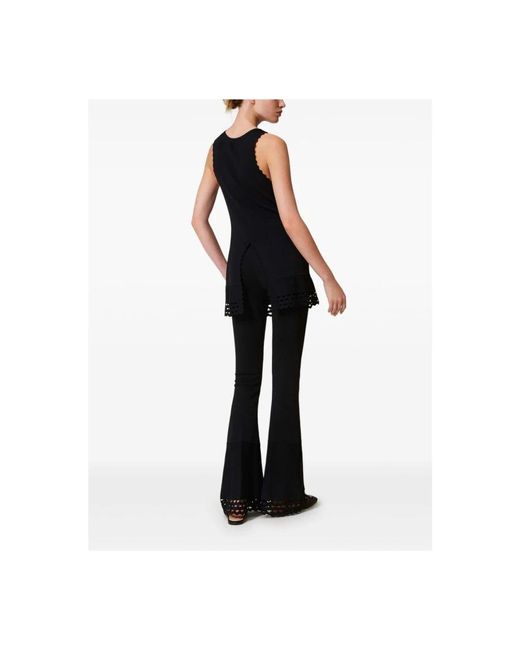 Wide Trousers Twinset de color Black