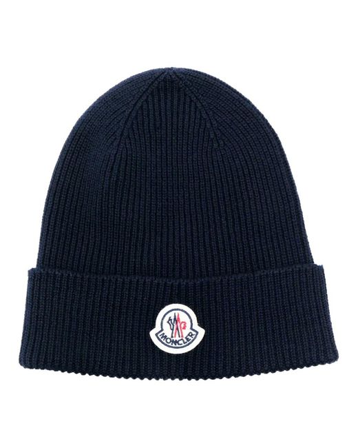 Moncler Blue Rippstrick-Mütze