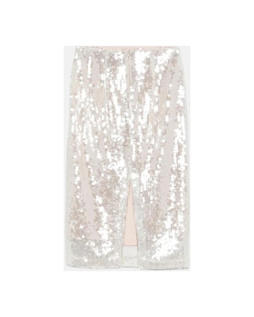 FEDERICA TOSI Pailletten Mesh Midi Rok in het White