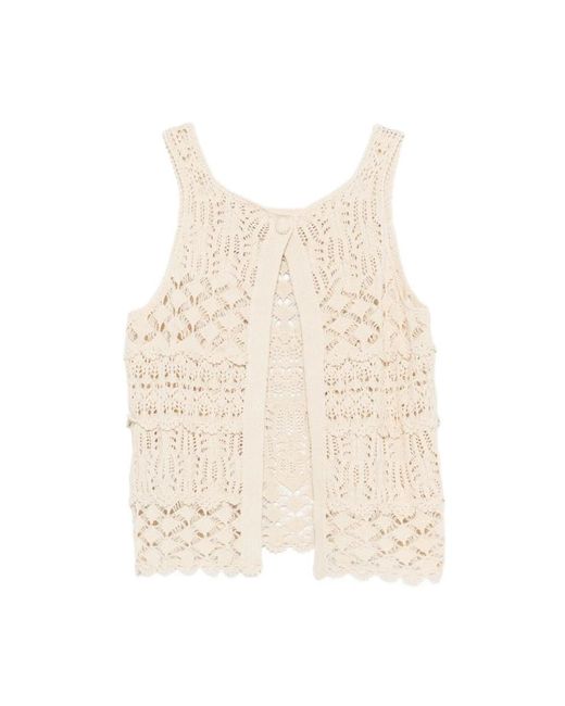 Semicouture Natural Sleeveless Tops