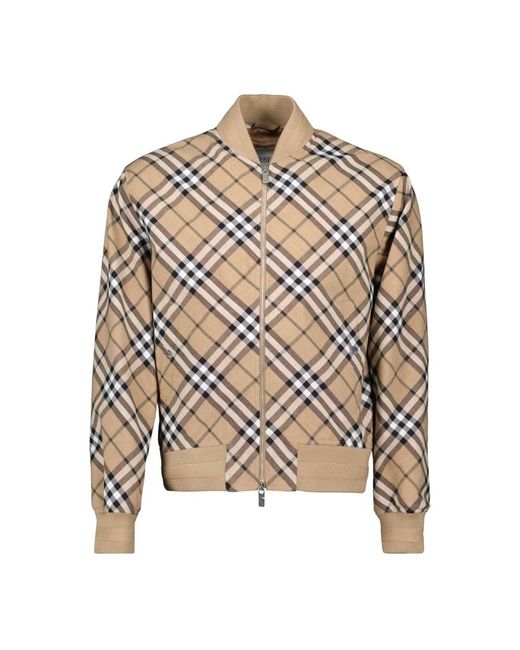 Burberry Jassen ,Wol Geruite Bomberjack Voor Mannen in het Brown voor heren