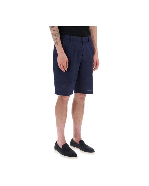 Shorts in lino leggero con vestibilità comoda di Zegna in Blue da Uomo