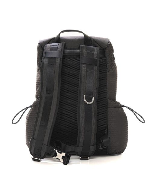 Emporio Armani Rucksack mit logo-print und frontverschluss,logo rucksack mit frontknopfverschluss in Black für Herren
