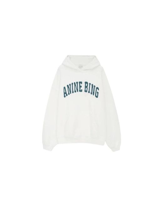 Anine Bing White Harvey hoodie mit fronttasche