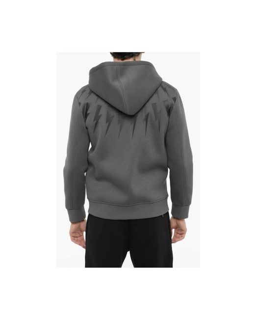 Neil Barrett Hoodies & Sweatvesten ,Grijs ,Grijze Zip Up Hoodie Voor Mannen in het Gray voor heren