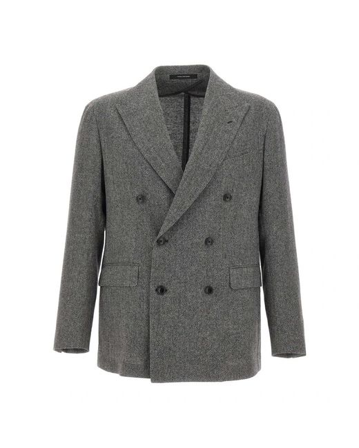 Tagliatore Gestreepte Double-Breasted Blazer in het Gray voor heren