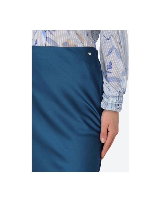 Boss Blue Satin Martellato Flared Midi Rock