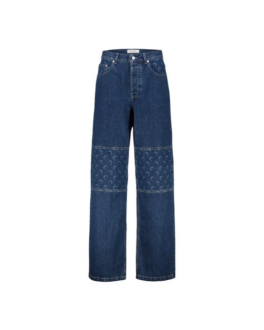 Jeans larghi stampati luna di MARINE SERRE in Blue