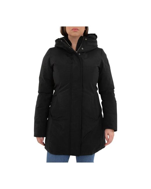 Woolrich Black Cordura parka mit abnehmbarer pelzkapuze