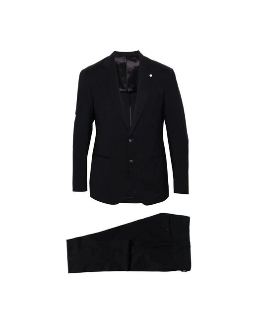 Luigi Bianchi Black Single Breasted Suits for men