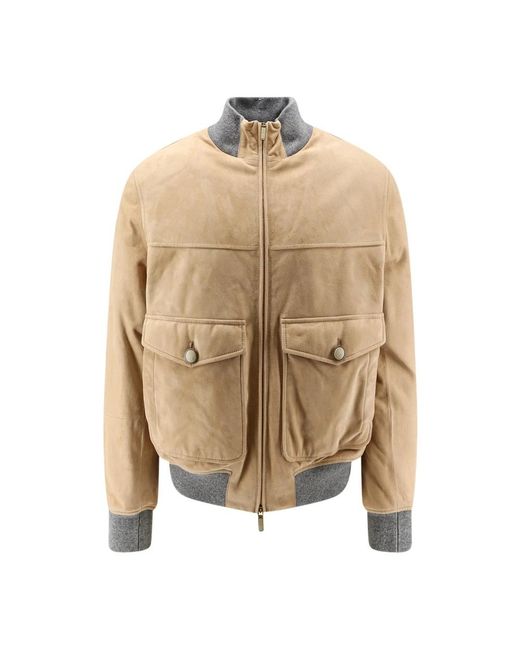 Brunello Cucinelli Natural Bomber Jackets for men