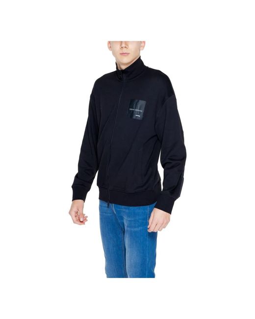 Armani Exchange Schwarzer rollkragen reißverschluss sweatshirt in Blue für Herren